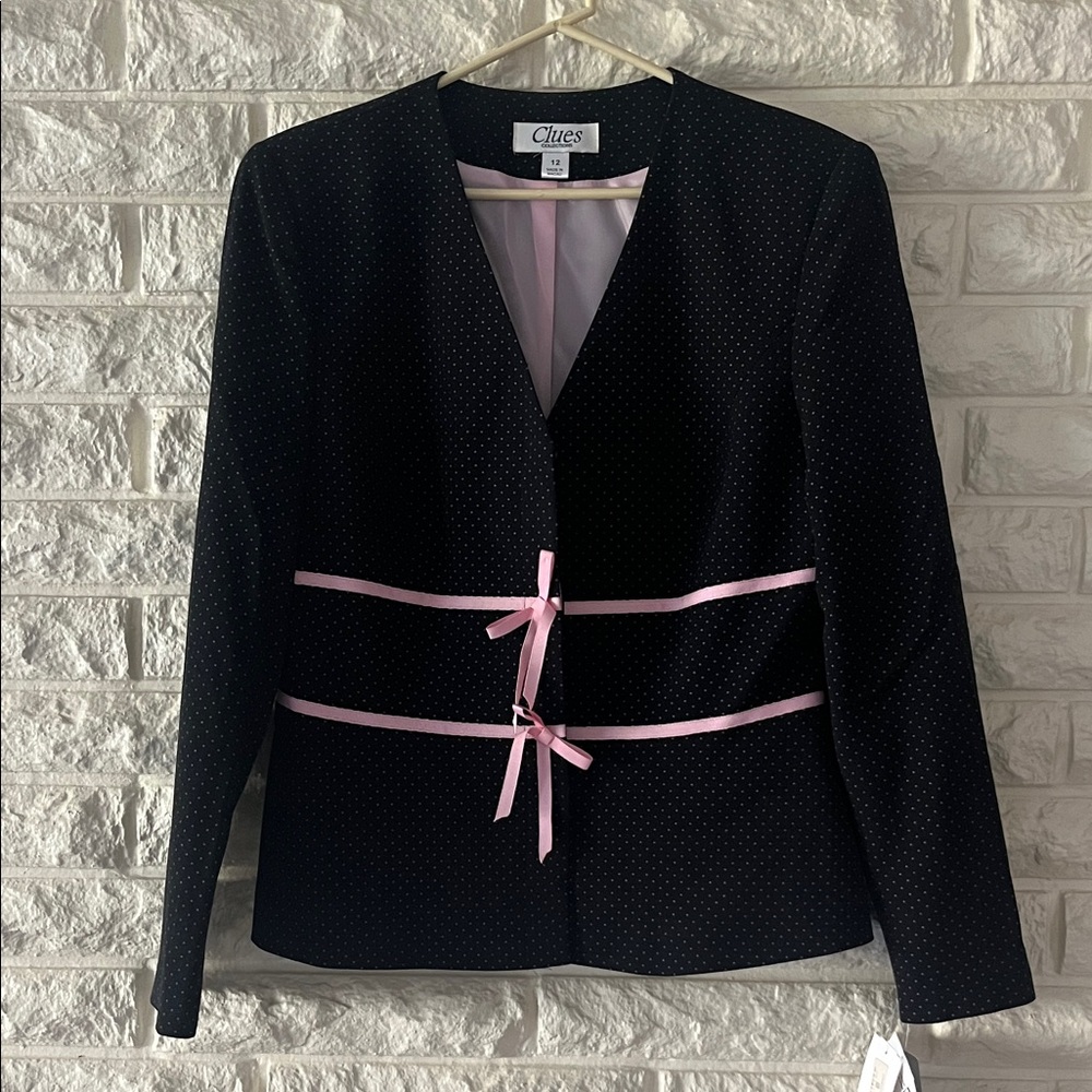 Women's Black Blazer with Pink Ribbon Accents